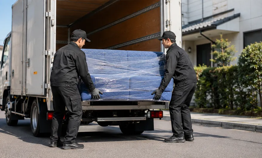 家具配送とトラック積み込みの現場